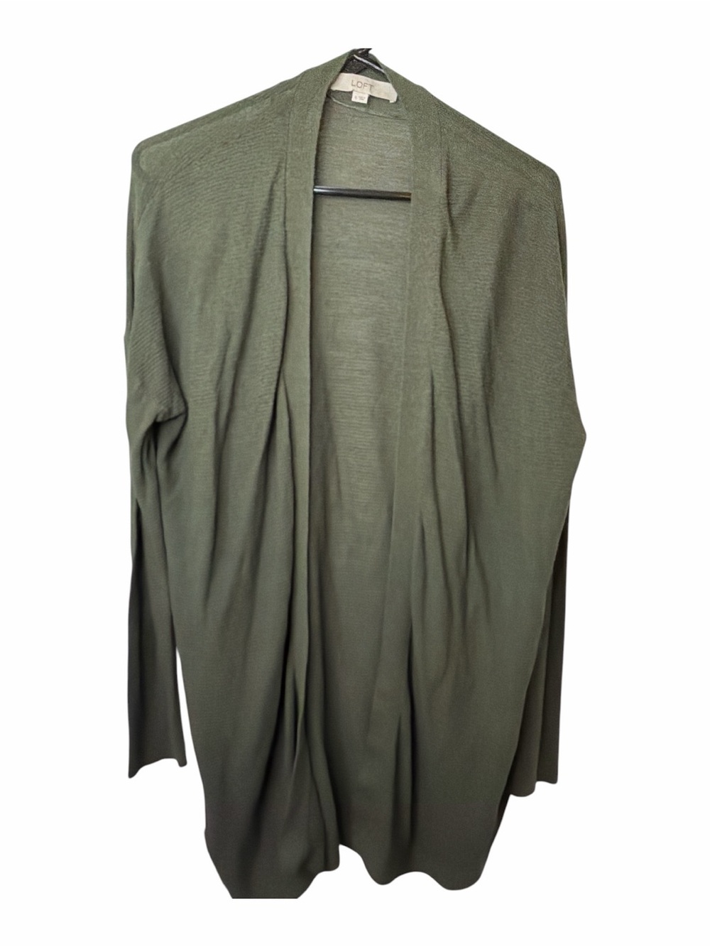 LOFT Olive Open-Front Drape Cardigan